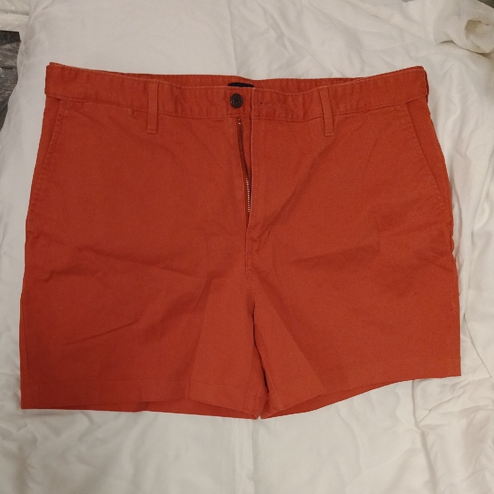 Lands' End Men's Burnt Orange Flat Front Shorts, Comfort Waist